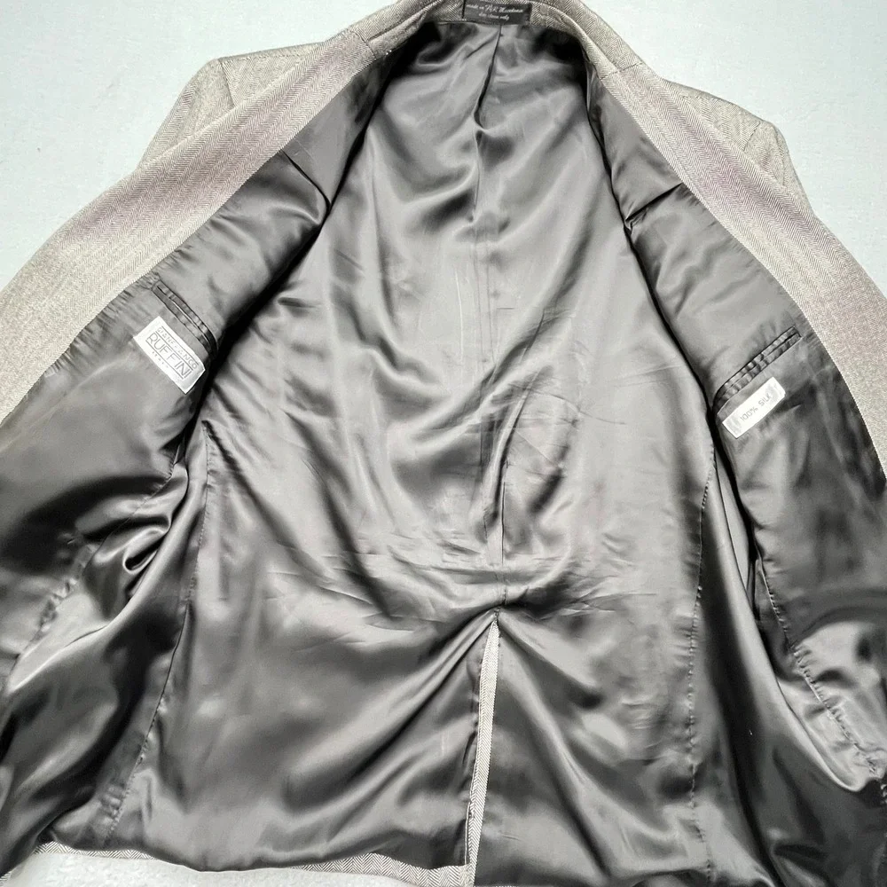 Gianfranco Ruffini Mens Blazer Herringbone Silk suit Jacket Sport Coat Italy 42S